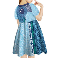 Fiji Day Kid Short Sleeve Dress Tapa Pattern and Hibiscus Flower