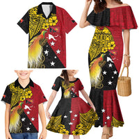 Papua New Guinea Independence Day Family Matching Mermaid Dress and Hawaiian Shirt Bird-of-Paradise with Map and Polynesian Pattern LT03 - Polynesian Pride