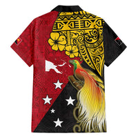 Papua New Guinea Independence Day Family Matching Off Shoulder Short Dress and Hawaiian Shirt Bird-of-Paradise with Map and Polynesian Pattern LT03 - Polynesian Pride