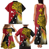 Papua New Guinea Independence Day Family Matching Tank Maxi Dress and Hawaiian Shirt Bird-of-Paradise with Map and Polynesian Pattern LT03 - Polynesian Pride