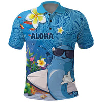 Aloha Hawaiian Monk Seal Polo Shirt Polynesian Tattoo The Ocean and Undersea Vibe LT03 Blue - Polynesian Pride