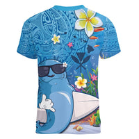 Aloha Hawaiian Monk Seal Women V-Neck T-Shirt Polynesian Tattoo The Ocean and Undersea Vibe LT03 - Polynesian Pride