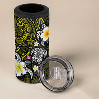 Hawaiian Turtle and Plumeria 4 in 1 Can Cooler Tumbler Polynesian Tattoo and Tribal Elements Pattern Yellow Color LT03 - Polynesian Pride
