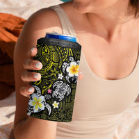 Hawaiian Turtle and Plumeria 4 in 1 Can Cooler Tumbler Polynesian Tattoo and Tribal Elements Pattern Yellow Color LT03 - Polynesian Pride