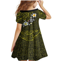 Hawaiian Turtle and Plumeria Family Matching Mermaid Dress and Hawaiian Shirt Polynesian Tattoo and Tribal Elements Pattern Yellow Color LT03 - Polynesian Pride