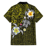 Hawaiian Turtle and Plumeria Family Matching Puletasi and Hawaiian Shirt Polynesian Tattoo and Tribal Elements Pattern Yellow Color LT03 - Polynesian Pride