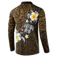 Hawaiian Turtle and Plumeria Button Sweatshirt Polynesian Tattoo and Tribal Elements Pattern Orange Color LT03 - Polynesian Pride