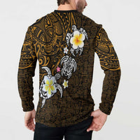 Hawaiian Turtle and Plumeria Button Sweatshirt Polynesian Tattoo and Tribal Elements Pattern Orange Color LT03 - Polynesian Pride