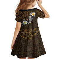 Hawaiian Turtle and Plumeria Family Matching Off Shoulder Maxi Dress and Hawaiian Shirt Polynesian Tattoo and Tribal Elements Pattern Orange Color LT03 - Polynesian Pride