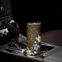 Hawaiian Turtle and Plumeria Skinny Tumbler Polynesian Tattoo and Tribal Elements Pattern Orange Color LT03 - Polynesian Pride