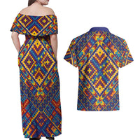 Kolose-Tuvalu Crochet Couples Matching Off Shoulder Maxi Dress and Hawaiian Shirt with Polynesian and Pacific Tattoos LT03 - Polynesian Pride