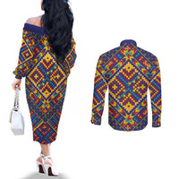 Kolose-Tuvalu Crochet Couples Matching Off The Shoulder Long Sleeve Dress and Long Sleeve Button Shirt with Polynesian and Pacific Tattoos LT03 - Polynesian Pride