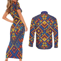 Kolose-Tuvalu Crochet Couples Matching Short Sleeve Bodycon Dress and Long Sleeve Button Shirt with Polynesian and Pacific Tattoos LT03 - Polynesian Pride