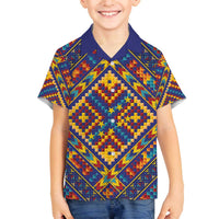 Kolose-Tuvalu Crochet Family Matching Off The Shoulder Long Sleeve Dress and Hawaiian Shirt with Polynesian and Pacific Tattoos LT03 Son's Shirt Navy - Polynesian Pride