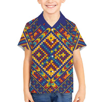 Kolose-Tuvalu Crochet Family Matching Short Sleeve Bodycon Dress and Hawaiian Shirt with Polynesian and Pacific Tattoos LT03 Son's Shirt Navy - Polynesian Pride