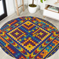Kolose-Tuvalu Crochet Round Carpet with Polynesian and Pacific Tattoos LT03 Navy - Polynesian Pride