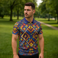 Kolose-Tuvalu Crochet Zipper Polo Shirt with Polynesian and Pacific Tattoos - Polynesian Pride