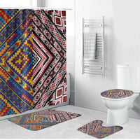 Tuvaluan and New Zealand Culture Bathroom Set The Art of Kolose and Taniko LT03 Bathroom Set (4 pcs) Navy - Polynesian Pride