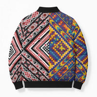 Tuvaluan and New Zealand Culture Bomber Puffer Jacket The Art of Kolose and Taniko LT03 - Polynesian Pride