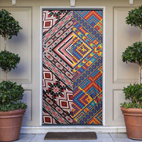 Tuvaluan and New Zealand Culture Door Cover The Art of Kolose and Taniko LT03 Navy - Polynesian Pride