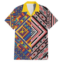 Tuvaluan and New Zealand Culture Family Matching Summer Maxi Dress and Hawaiian Shirt The Art of Kolose and Taniko LT03 Dad's Shirt - Short Sleeve Navy - Polynesian Pride