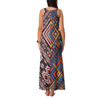 Tuvaluan and New Zealand Culture Family Matching Tank Maxi Dress and Hawaiian Shirt The Art of Kolose and Taniko LT03 - Polynesian Pride