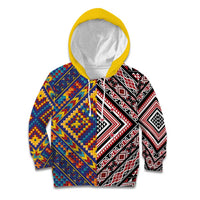 Tuvaluan and New Zealand Culture Kid Hoodie The Art of Kolose and Taniko LT03 Hoodie Navy - Polynesian Pride