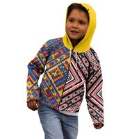 Tuvaluan and New Zealand Culture Kid Hoodie The Art of Kolose and Taniko LT03 - Polynesian Pride
