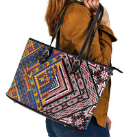 Tuvaluan and New Zealand Culture Leather Tote Bag The Art of Kolose and Taniko LT03 - Polynesian Pride