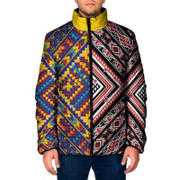 Tuvaluan and New Zealand Culture Padded Jacket The Art of Kolose and Taniko LT03 Men Navy - Polynesian Pride