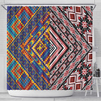 Tuvaluan and New Zealand Culture Shower Curtain The Art of Kolose and Taniko LT03 - Polynesian Pride