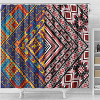 Tuvaluan and New Zealand Culture Shower Curtain The Art of Kolose and Taniko LT03 - Polynesian Pride