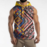 Tuvaluan and New Zealand Culture Sleeveless Hoodie The Art of Kolose and Taniko LT03 - Polynesian Pride
