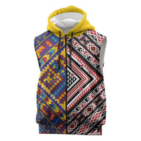 Tuvaluan and New Zealand Culture Sleeveless Zip Hoodie The Art of Kolose and Taniko LT03 Navy - Polynesian Pride
