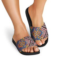 Tuvaluan and New Zealand Culture Slide Sandals The Art of Kolose and Taniko LT03 - Polynesian Pride