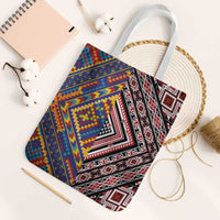 Tuvaluan and New Zealand Culture Tote Bag The Art of Kolose and Taniko LT03 White Strap One Size Navy - Polynesian Pride