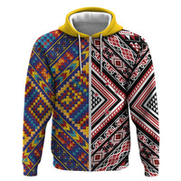 Tuvaluan and New Zealand Culture Zip Hoodie The Art of Kolose and Taniko LT03 Zip Hoodie Navy - Polynesian Pride