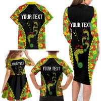 Personalised Vanuatu Running Family Matching Long Sleeve Bodycon Dress and Hawaiian Shirt Footprint and Hibiscus Polynesian Style LT03 - Polynesian Pride