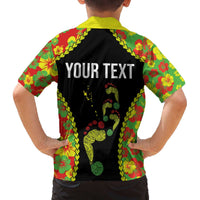 Personalised Vanuatu Running Family Matching Off The Shoulder Long Sleeve Dress and Hawaiian Shirt Footprint and Hibiscus Polynesian Style LT03 - Polynesian Pride