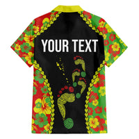 Personalised Vanuatu Running Family Matching Off Shoulder Short Dress and Hawaiian Shirt Footprint and Hibiscus Polynesian Style LT03 - Polynesian Pride