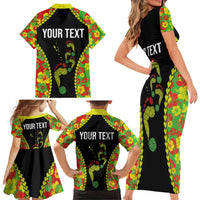 Personalised Vanuatu Running Family Matching Short Sleeve Bodycon Dress and Hawaiian Shirt Footprint and Hibiscus Polynesian Style LT03 - Polynesian Pride