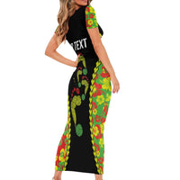 Personalised Vanuatu Running Family Matching Short Sleeve Bodycon Dress and Hawaiian Shirt Footprint and Hibiscus Polynesian Style LT03 - Polynesian Pride