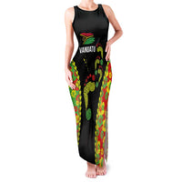 Personalised Vanuatu Running Family Matching Tank Maxi Dress and Hawaiian Shirt Footprint and Hibiscus Polynesian Style LT03 Mom's Dress Black - Polynesian Pride