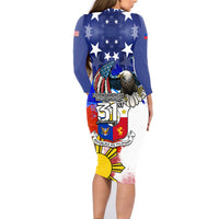 Filipino American History Month Family Matching Long Sleeve Bodycon Dress and Hawaiian Shirt Filipino Coat Of Arms and American Eagle Splash Style LT03 - Polynesian Pride