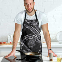 Hawaiian Kakau Art and Hisbiscus Tattoo Apron Tribal Pattern-Silver Style - Polynesian Pride
