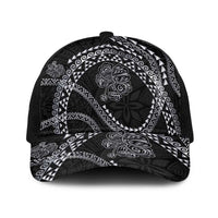 Hawaiian Kakau Art and Hisbiscus Tattoo Baseball Net Cap Tribal Pattern-Silver Style - Polynesian Pride