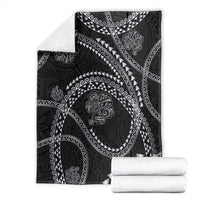 Hawaiian Kakau Art and Hisbiscus Tattoo Blanket Tribal Pattern-Silver Style - Polynesian Pride