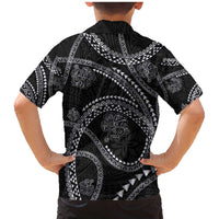 Hawaiian Kakau Art and Hisbiscus Tattoo Family Matching Mermaid Dress and Hawaiian Shirt Tribal Pattern-Silver Style LT03 - Polynesian Pride