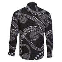 Hawaiian Kakau Art and Hisbiscus Tattoo Family Matching Short Sleeve Bodycon Dress and Hawaiian Shirt Tribal Pattern-Silver Style LT03 - Polynesian Pride