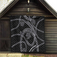 Hawaiian Kakau Art and Hisbiscus Tattoo Quilt Tribal Pattern-Silver Style - Polynesian Pride